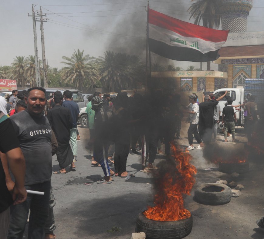 تظاهرات في بابل احتجاجًا على جفاف نهر المجرية وقطع طريق حيوي بين بابل والديوانية