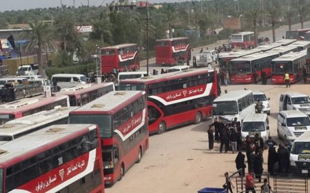 النقل تعلن إحصائيات نقل الزائرين من مرآب النجف الجنوبي
