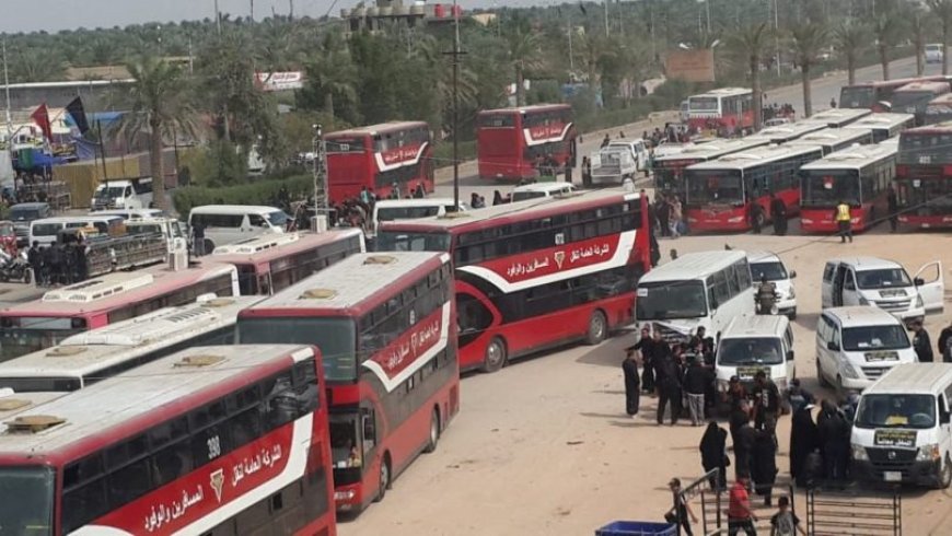 النقل تعلن إحصائيات نقل الزائرين من مرآب النجف الجنوبي