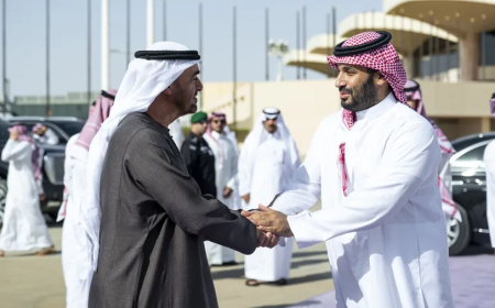 محمد بن زايد يبحث مع محمد بن سلمان التطورات الإقليمية وجهود دعم حل الدولتين