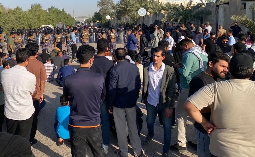 احتجاجات أمام نفط البصرة… عمال مشروع FCC يطالبون بالتثبيت ويتهمون الشركات بتهميش الكوادر المحلية